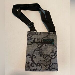 Dakine Jive Crossbody Bag Purse Dark Gray W Light Gray Paisley Pattern